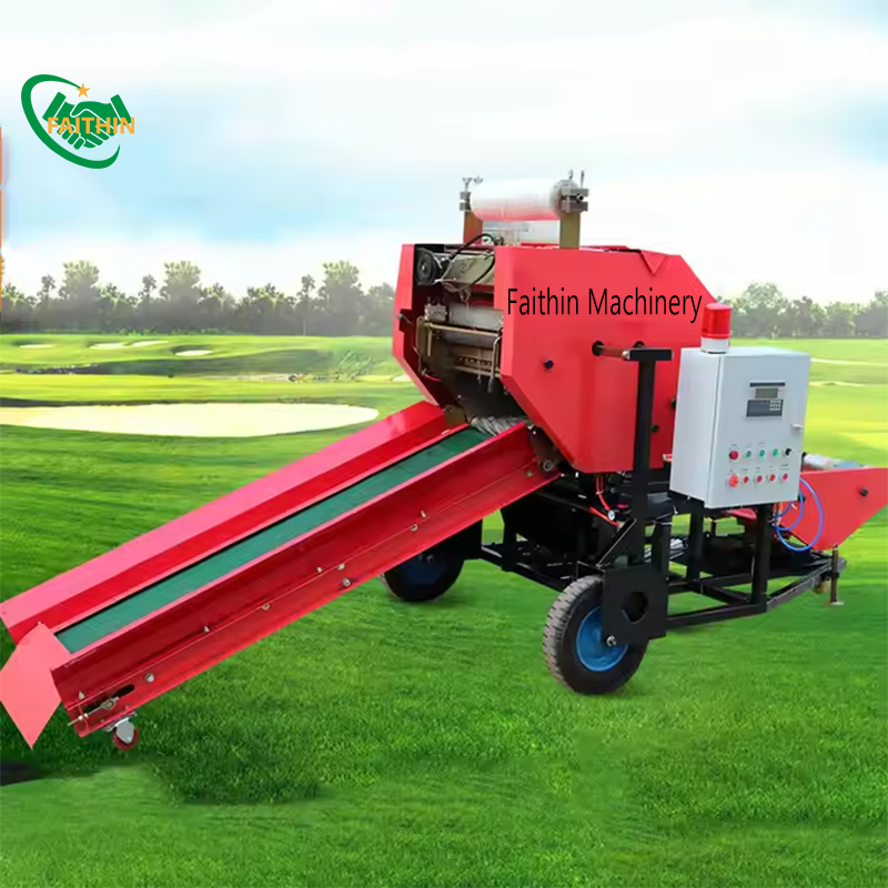Factory Price Full Automatic Diesel Engine Round Straw Mini Hay Baler Alfafa Silage Baler Machine